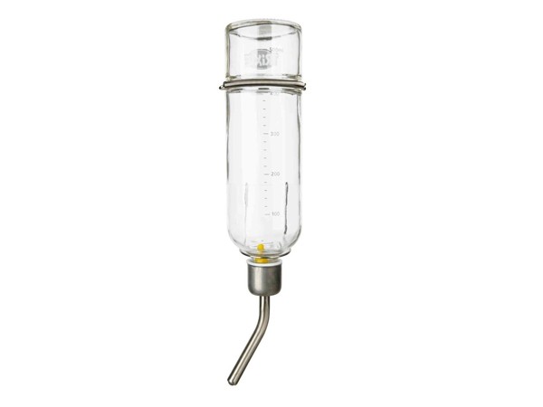 Skleněná napáječka s kovovým pítkem 250 ml