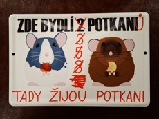 Plechová cedulka "Potkaní počty" 15 x 10 cm