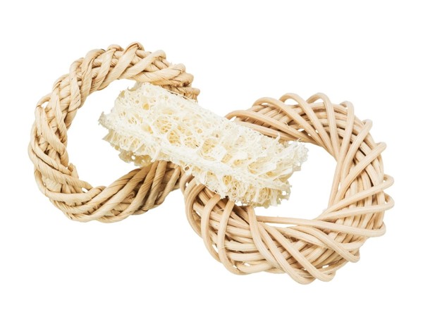 Přírodní ratanové kroužky s lufou 13 cm